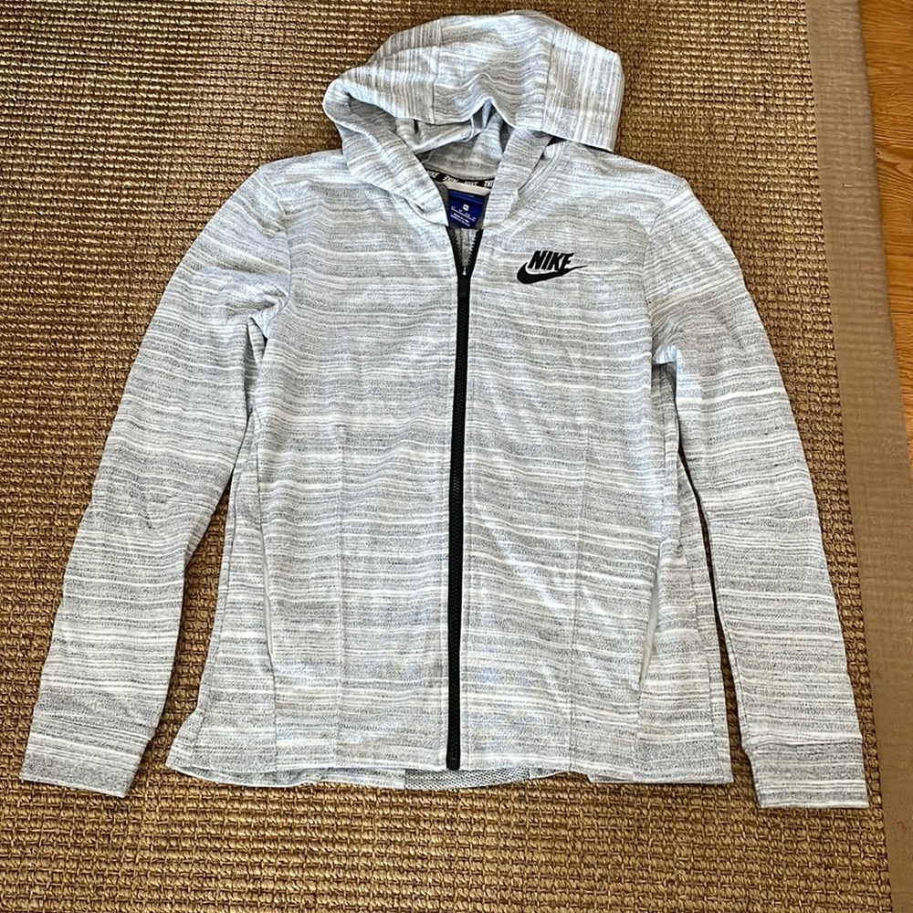 Nike Zip up Sweatshirt XS Gray/White Race Length